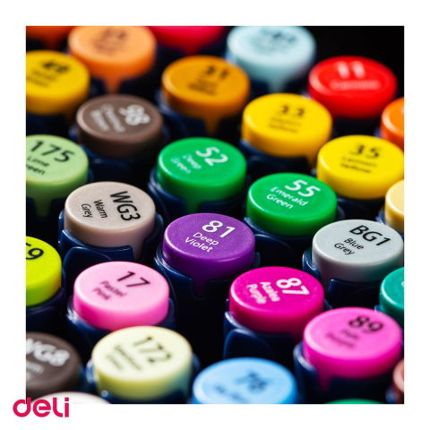 Set 80 markere pentru schite Deli, varf dublu rotund si tesit, in husa textila [4]