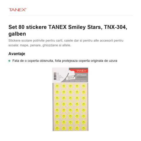 Set 80 stickere TANEX Smiley Stars, TNX-304, galben [1]