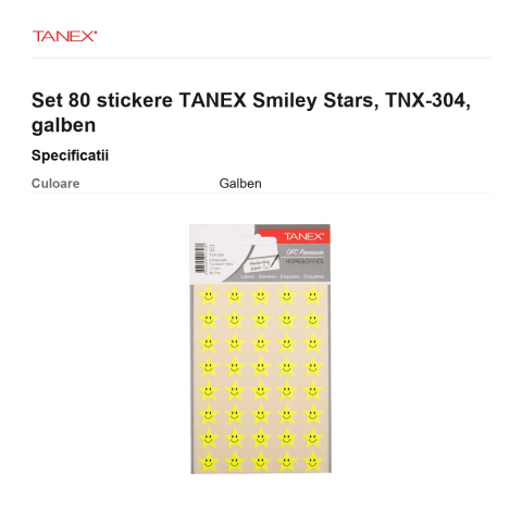 Set 80 stickere TANEX Smiley Stars, TNX-304, galben [2]