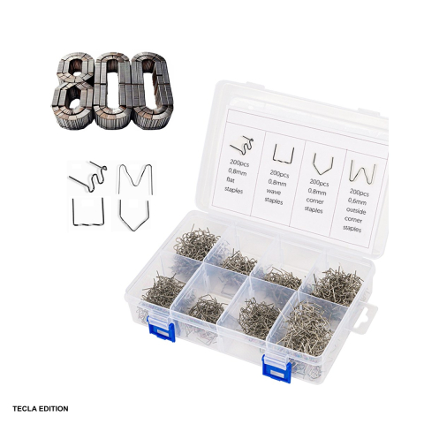 Accesorii pistoale de lipit - Set 800 capse, LTC, 4 modele, in cutie cu organizator, pentru aparat de sudura in plastic
