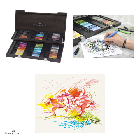 Set 90 markere cu tus Faber-Castell Pitt Artist Pen, cutie de lemn, rezistente la apa, rezistente la lumina, fara acizi [3]