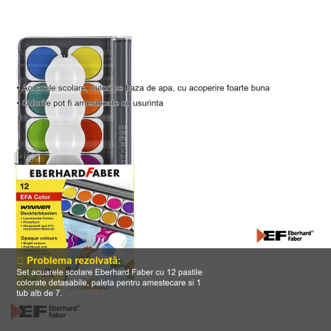 ACUARELE 12 CULORI DETASABILE + PALETA+TUB ALB EBERHARD FABER [2]