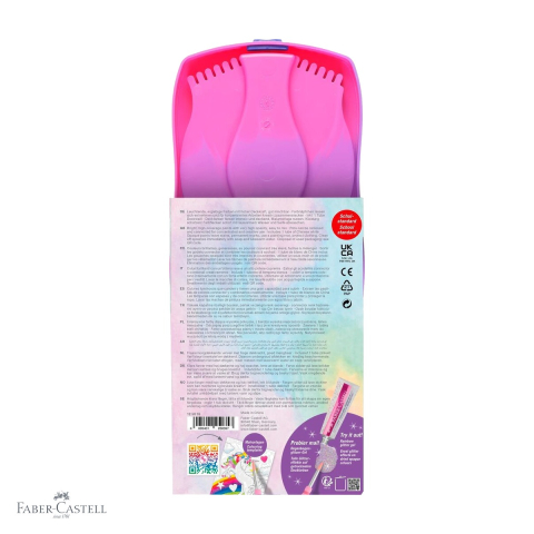 Set acuarele 12 culori Faber-Castell Connector Unicorni, capac transparent cu paleta, pentru copii [3]