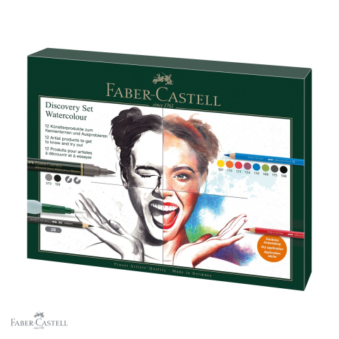 Creioane colorate - Set arta Discovery Faber-Castell pentru desen umed 12 piese cu creioane acuarela Albrecht Durer