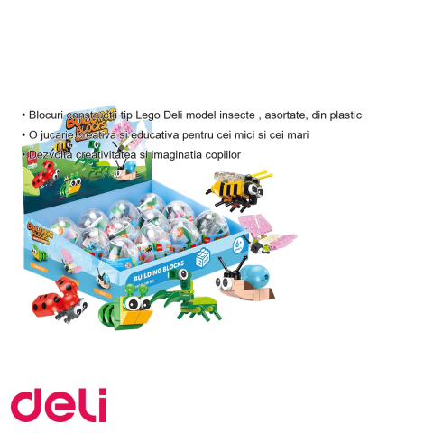 Set blocuri constructie tip Lego Deli, model insecte asortate, jucarie educativa si creativa din plastic pentru copii [2]