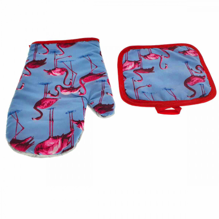 Set bucatarie Flamingo Blue, contine manusa profesionala pentru cuptor si suport oala [5]