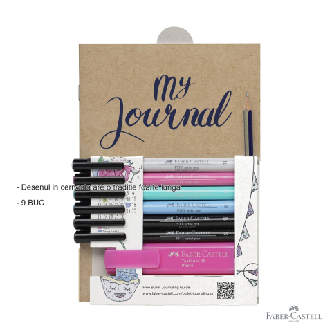 Set Bullet Journaling 9 piese Faber-Castell, markere Pitt Artist Pen cu pensula, pentru caligrafie si jurnal creativ [1]