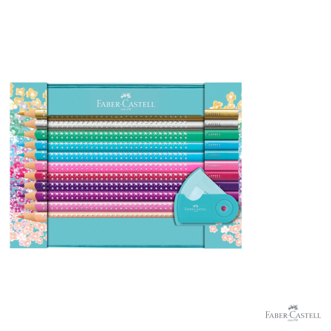 Set cadou 20 creioane colorate Sparkle Faber-Castell cu ascutitoare, pentru fetite [2]