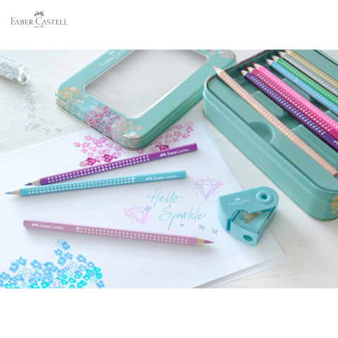 Set cadou 20 creioane colorate Sparkle Faber-Castell cu ascutitoare, pentru fetite [4]