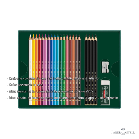 Set cadou 21 creioane Faber-Castell Polychromos + grafit Matt cu accesorii, pentru artisti [1]