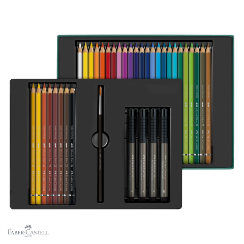Set cadou 32 creioane colorate acuarela Faber-Castell Albrecht Durer cu 4 markere Pitt Artist si pensula pentru tehnici mixte [3]