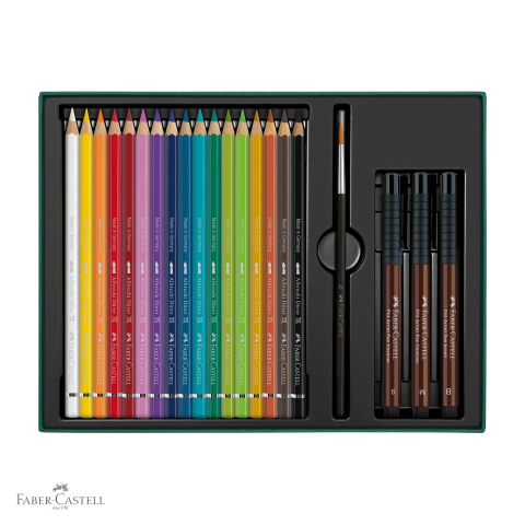 Set cadou creioane colorate acuarela Faber-Castell Albrecht Durer cu markere Pitt si pensula pentru tehnici mixte [3]