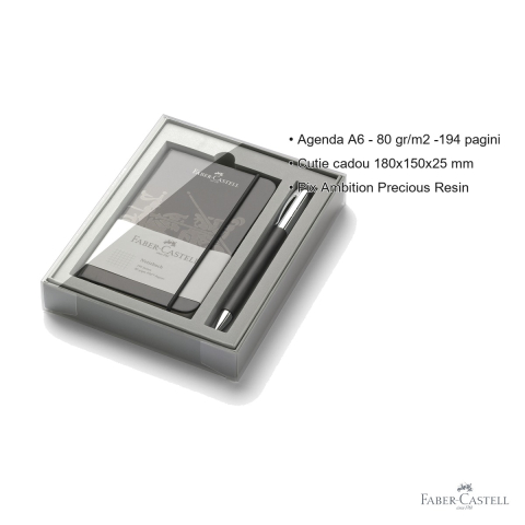 Set cadou pix Faber-Castell Ambition Precious Resin cu agenda A6, instrument de scris premium [2]