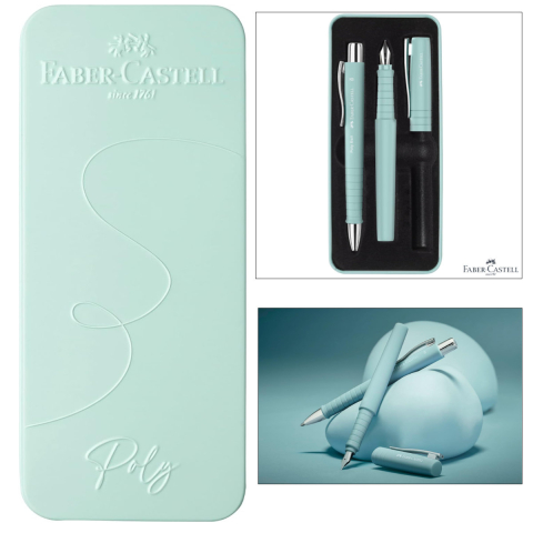 Set Cadou Scriere Poly Faber-Castell Albastru Caraibe - Stilou Penita B & Pix XB, Grip Triunghiular, in Cutie Eleganta [4]