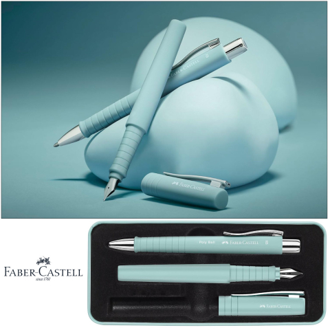 Set Cadou Scriere Poly Faber-Castell Albastru Caraibe - Stilou Penita B & Pix XB, Grip Triunghiular, in Cutie Eleganta [3]