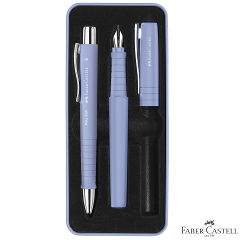 Set Cadou Scriere Poly Faber-Castell Lila/Mov Iris - Stilou Penita B & Pix XB, Grip Triunghiular, in Cutie Eleganta [1]
