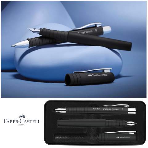 Set Cadou Scriere Poly Faber-Castell Negru - Stilou Penita B & Pix XB, Grip Triunghiular, in Cutie Eleganta [4]