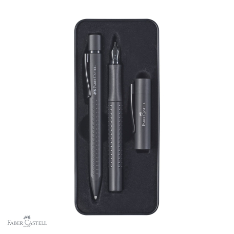 Birotica papetarie - Set cadou stilou si pix Faber-Castell Grip 2011 All Black, design elegant, editie speciala