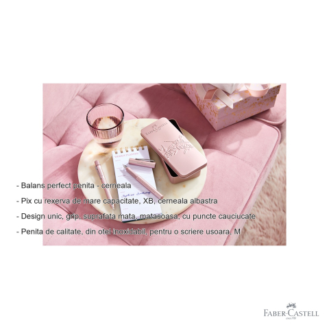 Set cadou stilou si pix Faber-Castell Grip 2011 Rose, penita otel inoxidabil, design ergonomic mat [1]