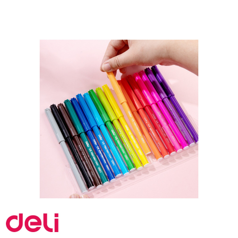 Set carioci Deli, 12 culori intense, lavabile de pe textile, pentru copii [4]