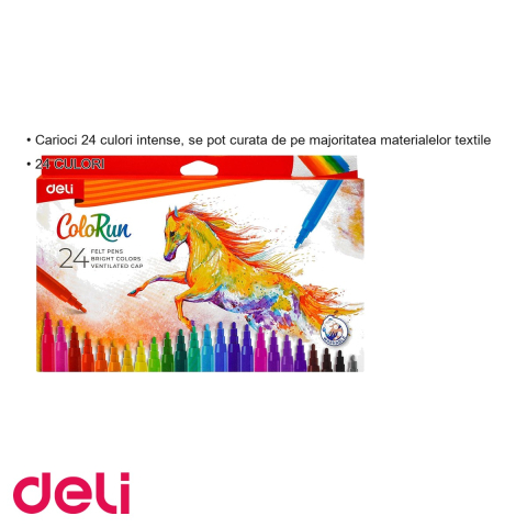 Set carioci Deli, 24 culori intense, lavabile, pentru desen si activitati scolare [2]