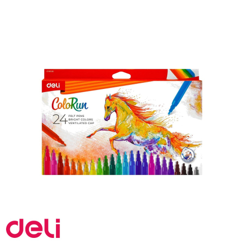 Instrumente de scris - Set carioci Deli, 24 culori intense, lavabile, pentru desen si activitati scolare