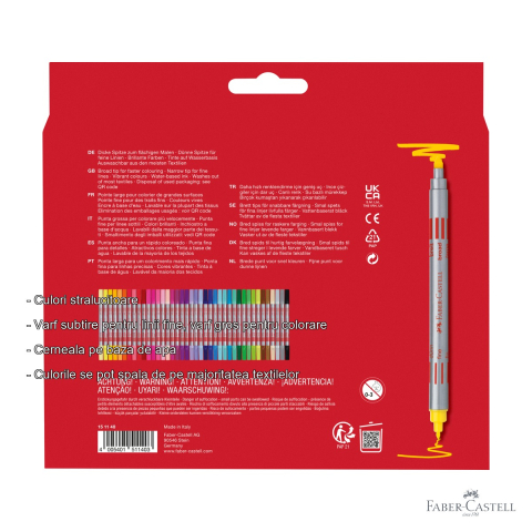 Set carioci Faber-Castell, 40 culori, doua varfuri (subtire si gros), cerneala pe baza de apa, pentru copii si adulti [1]