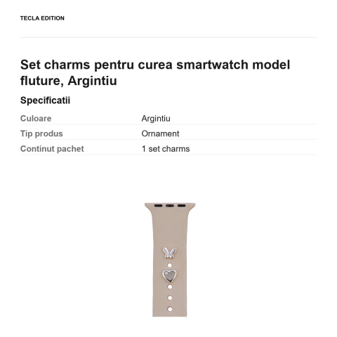 Set charms pentru curea smartwatch model fluture, Argintiu [2]