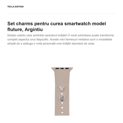 Set charms pentru curea smartwatch model fluture, Argintiu [1]