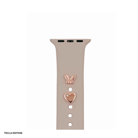 Accesorii Smartwatch - Set charms pentru curea smartwatch model fluture, Roz auriu