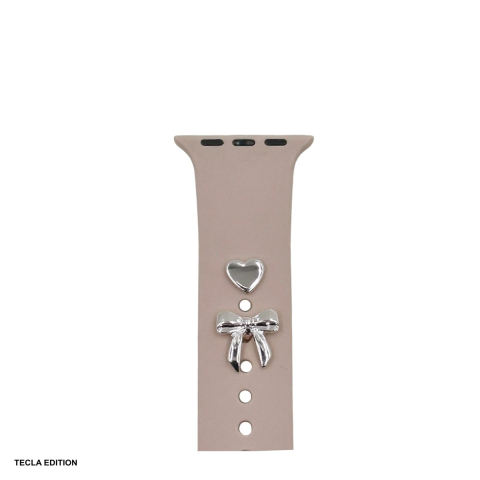 Accesorii Smartwatch - Set charms pentru curea smartwatch model fundita, Argintiu