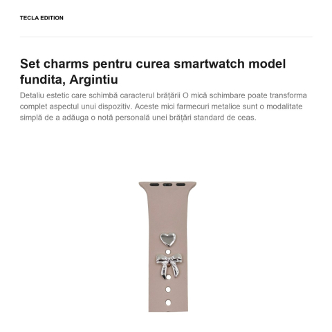 Set charms pentru curea smartwatch model fundita, Argintiu [1]