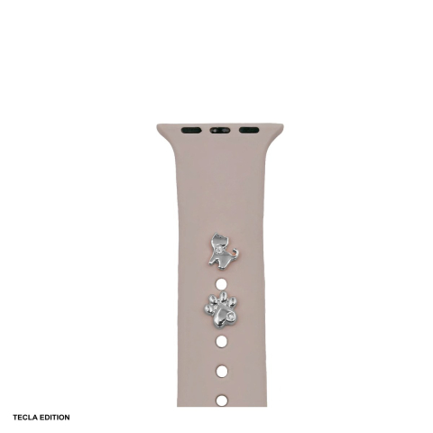 Accesorii Smartwatch - Set charms pentru curea smartwatch model pisica, Argintiu