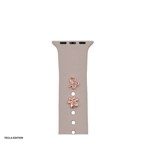 Accesorii Smartwatch - Set charms pentru curea smartwatch model pisica, Roz auriu