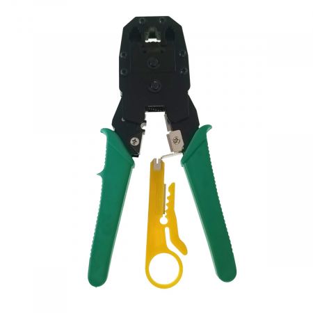 Clesti - Set cleste de sertizare mufe retea, telefon, si cutter fire, Xtreme HY-200 00583, RJ45/RJ12/RJ11, verde cu negru