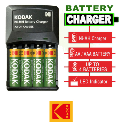 Set Complet Incarcator Kodak pentru Baterii AA si AAA, Cu 4 Acumulatori AA 2100 mAh Inclusi, Pentru Incarcare Sigura si Economica, Cu Protectie la Polaritate Inversa [3]