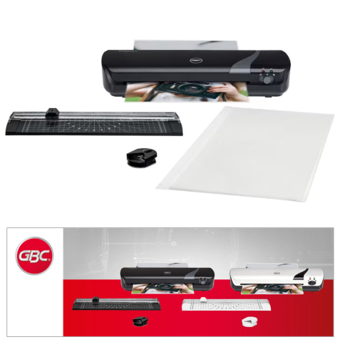Set craft GBC 4 in 1, laminator A4 Inspire+, trimmer, rotunjitor colturi, folii laminare A4, finisaj profesional, culoare negru [1]