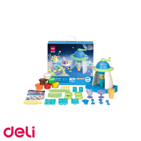 Birotica papetarie - Set creativ plastilina Deli Fabrica de Dulciuri, 6 culori si 23 accesorii, pentru copii +3 ani