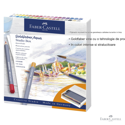 Set creioane colorate acuarela Faber-Castell Goldfaber Studio, 38+2 culori, cu pensula inclusa [2]