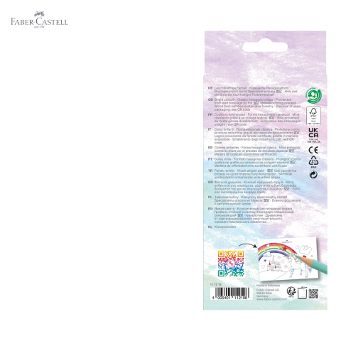 Set creioane colorate Faber-Castell Unicorni, 10 culori clasice + 3 pastel, cu stickere, pentru copii [4]