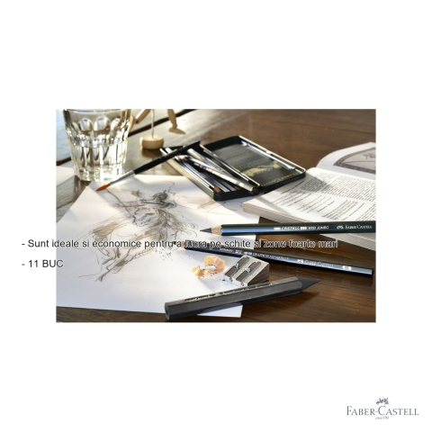 Set creioane grafit 11 bucati Faber-Castell Pitt Monochrome, grade multiple de duritate, pentru artisti [1]