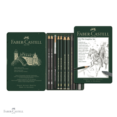 Set creioane grafit 11 bucati Faber-Castell Pitt Monochrome, grade multiple de duritate, pentru artisti [3]