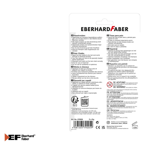 Set creioane metalizate pentru colorat par Eberhard Faber, 3 culori (roz, albastru, verde) + pieptan inclus [4]