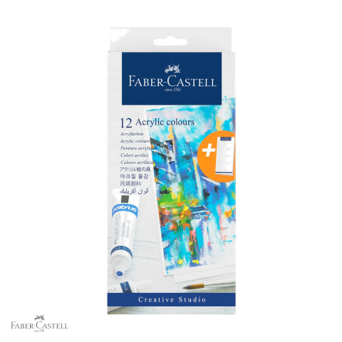Set culori acrilice Faber-Castell, 12 tuburi x 20ml, pigmentare intensa, pentru arta si hobby [0]