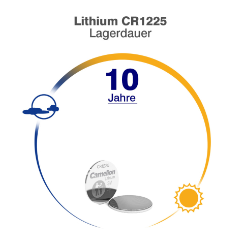 Set de 5 Baterii Litiu CR1225 / BR1225 3V 50mAh, Dimensiuni 12.5x2.5 mm, Pentru Chei Masina, Aparate Medicale Mici, Calculatoare, in Blister, Camelion [5]