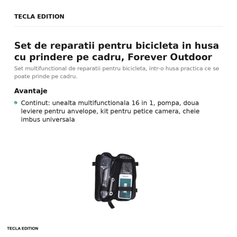 Set de reparatii pentru bicicleta in husa cu prindere pe cadru, Forever Outdoor [1]