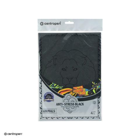 Set desen anti-stress Centropen Animals, 4 coli negre A4 cu sabloane [3]