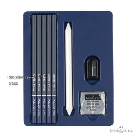 Set desen carbune 8 piese Faber-Castell Goldfaber, duritate multipla, pentru schite si grafica [1]
