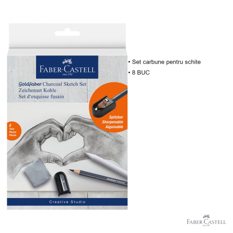 Set desen carbune 8 piese Faber-Castell Goldfaber, duritate multipla, pentru schite si grafica [2]