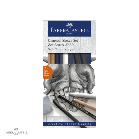 Desen grafit si carbune - Set desen carbune Faber-Castell Pitt, pentru schite si tehnici mixte, artistii si pasionatii de desen